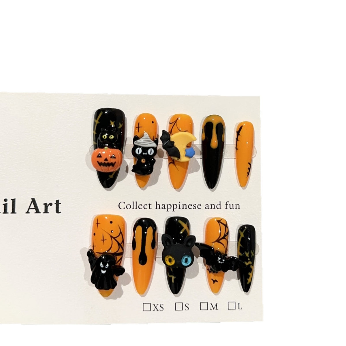 Orange Halloween Pumpkins & Bats Press-On Nails - C292 - product view 5