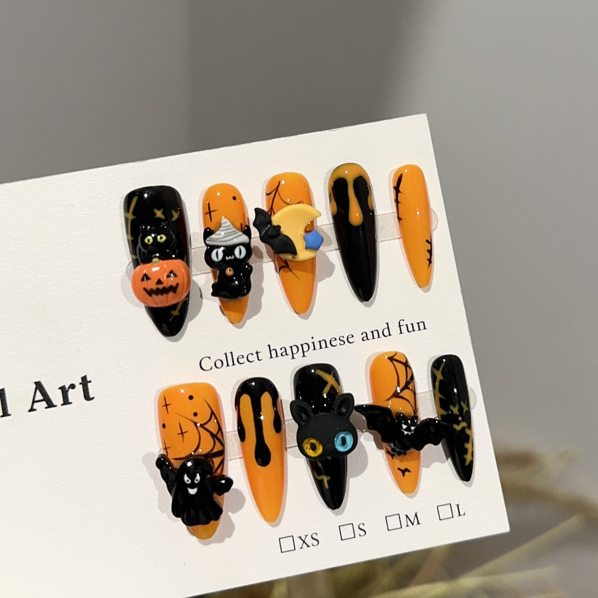 Orange Halloween Pumpkins & Bats Press-On Nails - C292 - product view 4