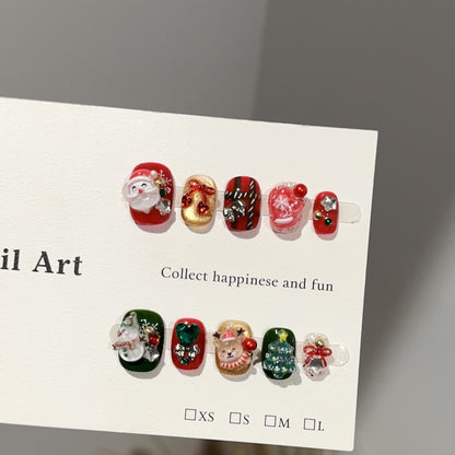 Red & Green Christmas Characters Press-On Nails - C335 - product view 4
