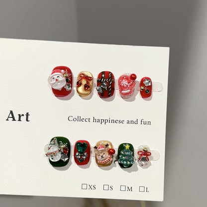 Red & Green Christmas Characters Press-On Nails - C335 - product view 2