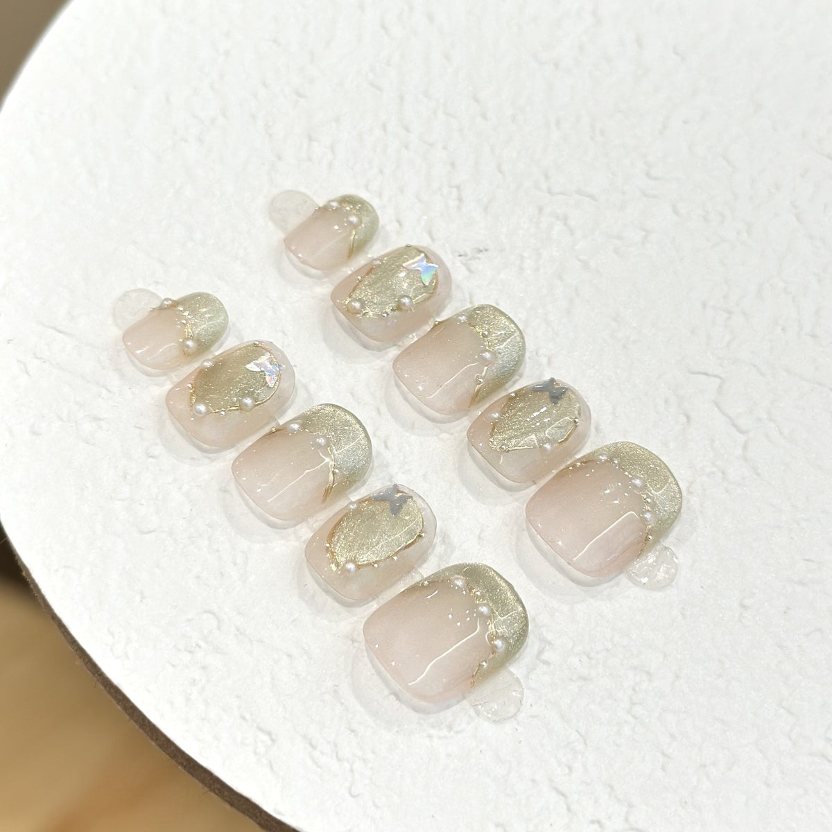 Nude Pink Cat Eye Press-On Nails - Short Squoval - product view 5