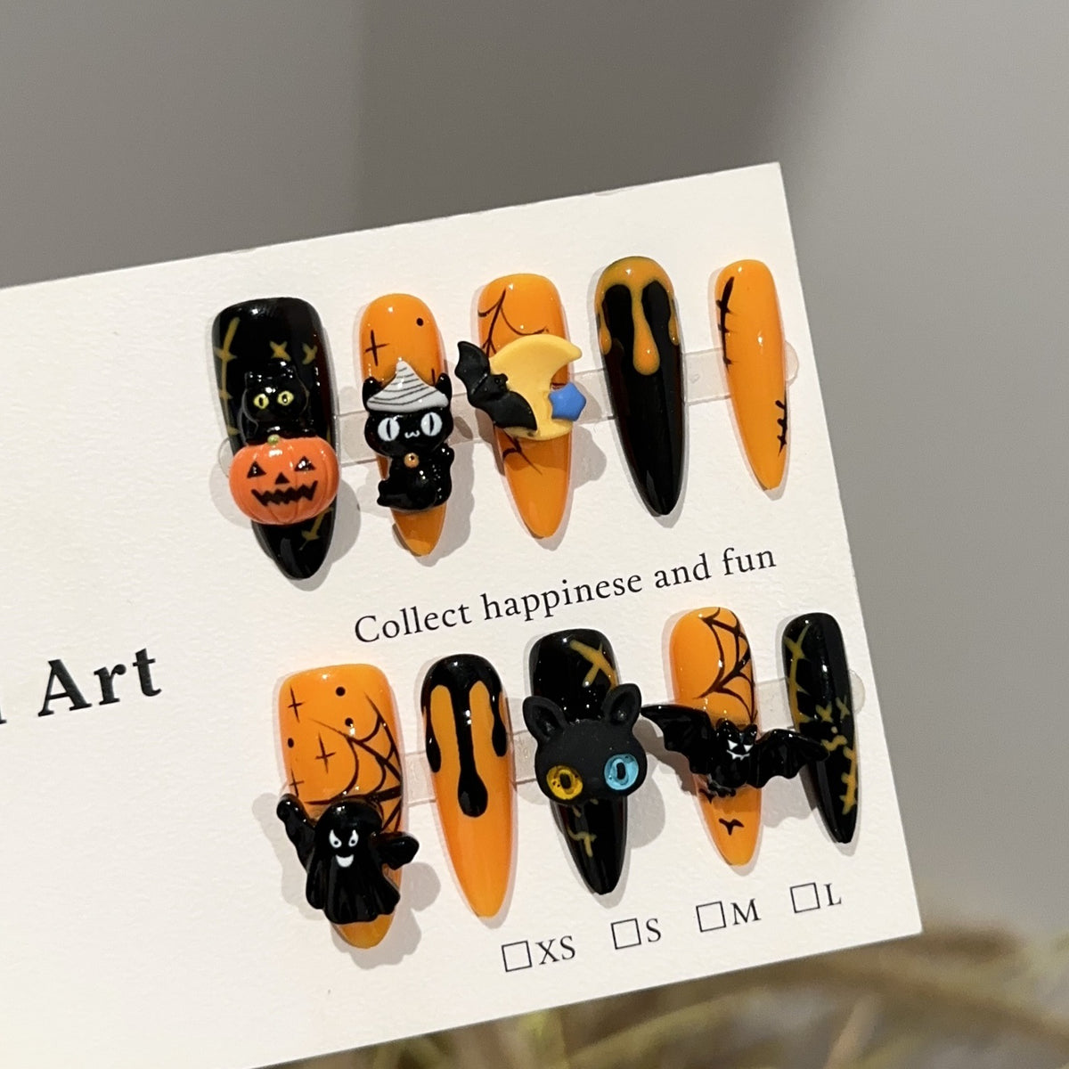 Orange Halloween Pumpkins & Bats Press-On Nails - C292 - product view 2