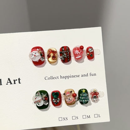 Red & Green Christmas Characters Press-On Nails - C335 - product view 3