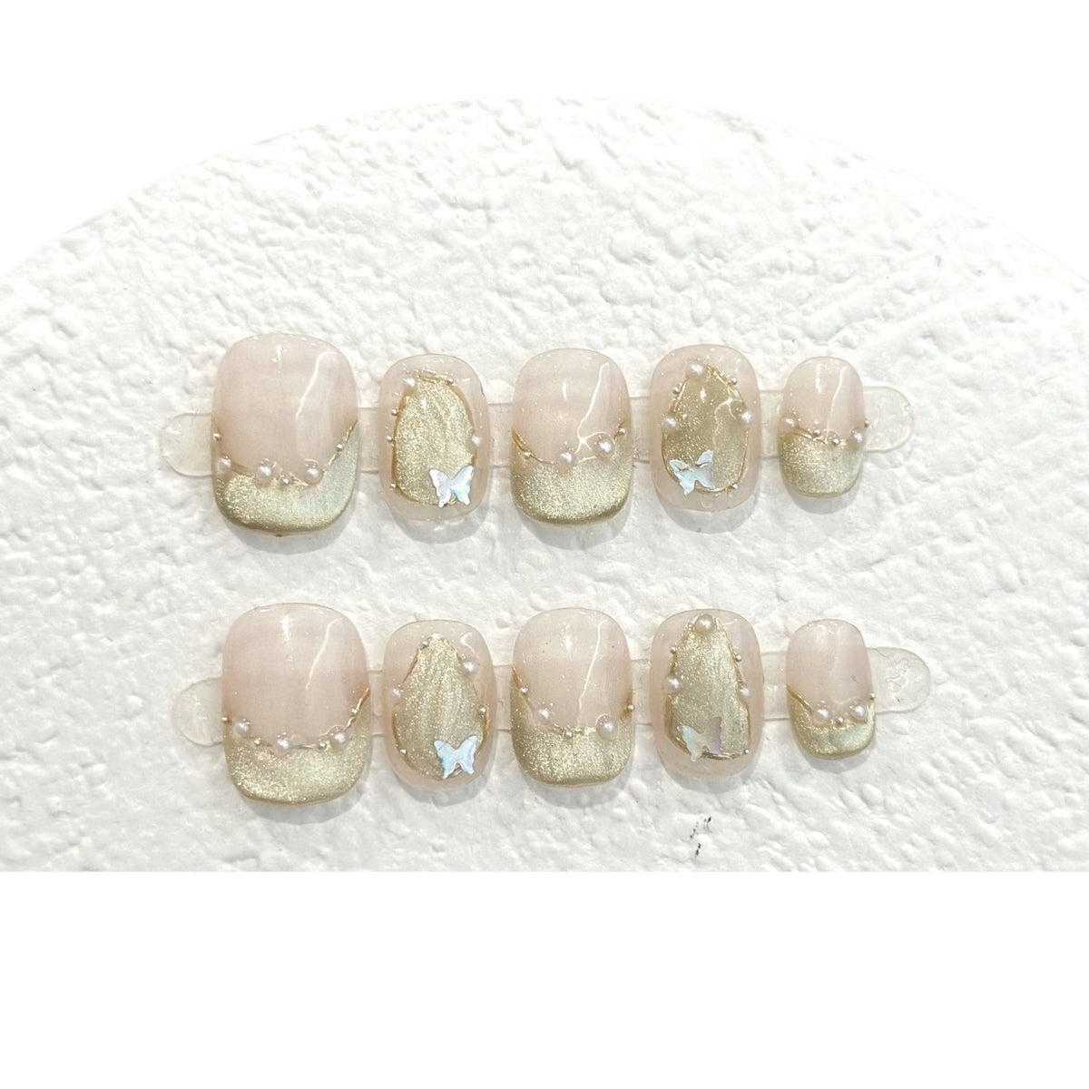 Nude Pink Cat Eye Press-On Nails - Short Squoval - product view 6