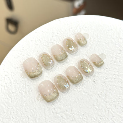 Nude Pink Cat Eye Press-On Nails - Short Squoval - product view 3