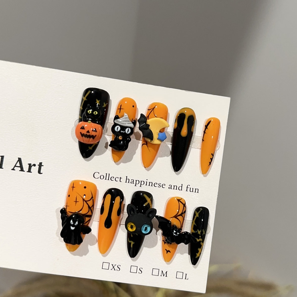 Orange Halloween Pumpkins & Bats Press-On Nails - C292 - product view 1